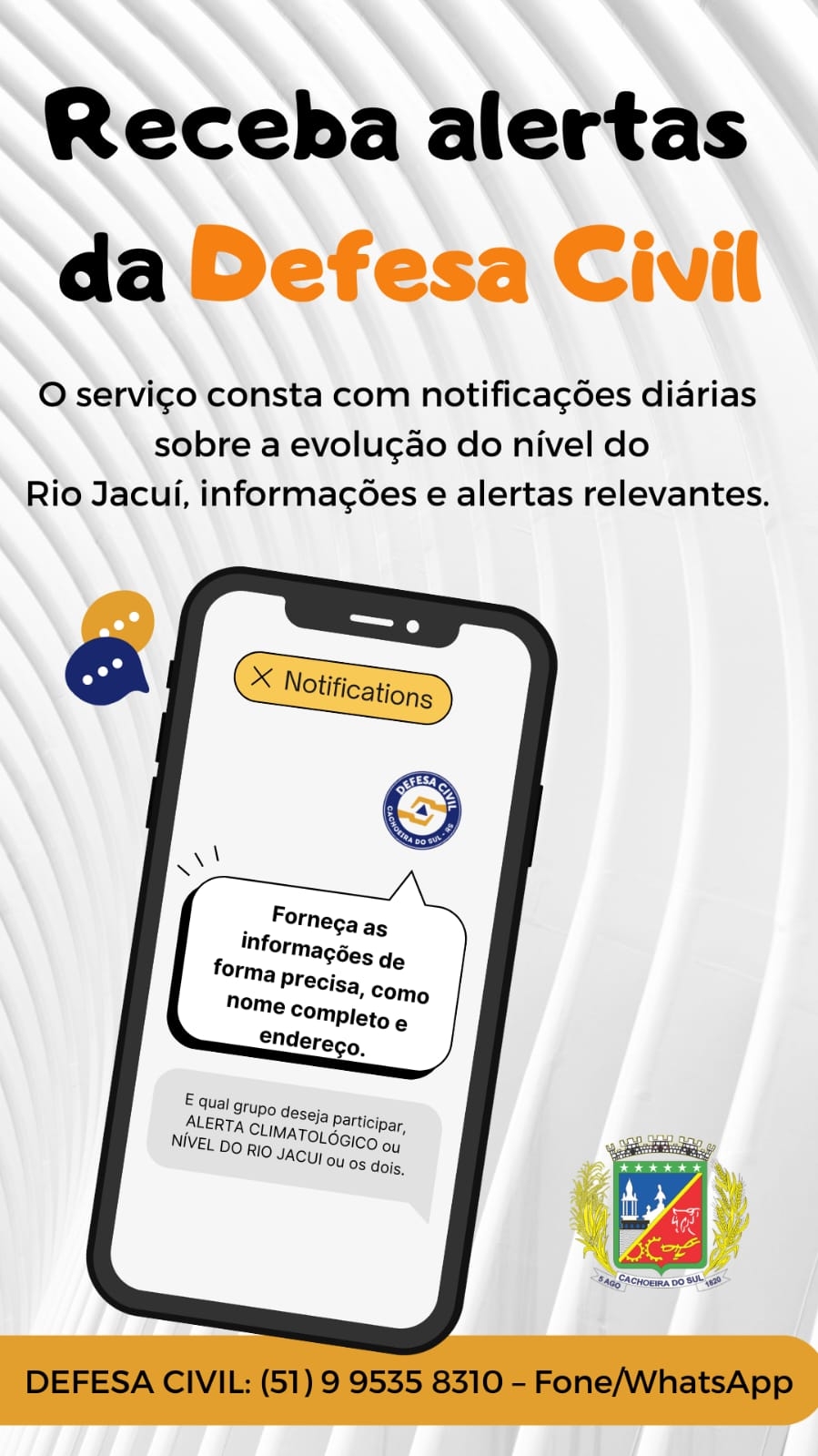 Popup Receba Alertas da Defesa Civil